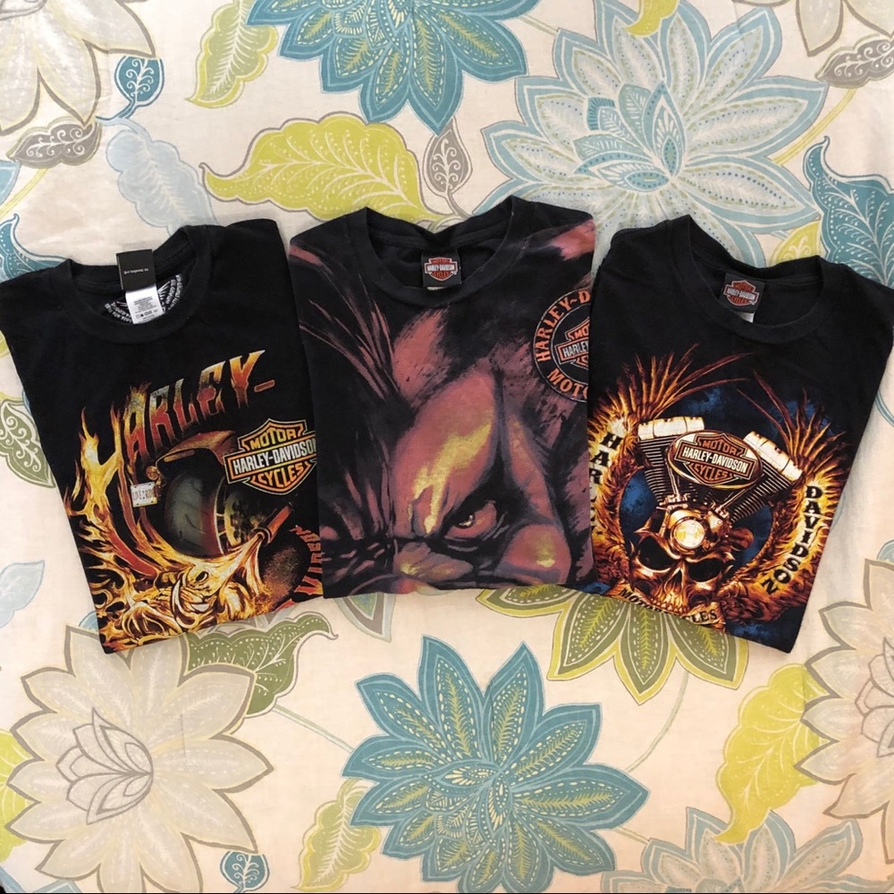 🏍🔥🏍3 MEN’S HARLEY-DAVIDSON T-SHIRTS🏍🔥🏍